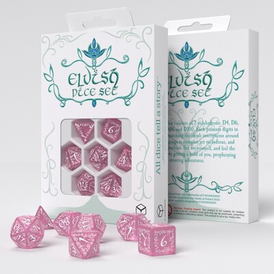 Kocky RPG set Elvish Shimmering pink & White (7ks)
