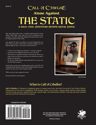 Call of Cthulhu RPG - Alone Against the Static Solitaire 1990s Adventure Beyond Signal Range