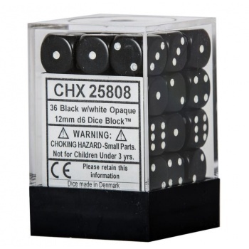 Kocky Chessex set 6k x 36ks (Opaque Black, 12mm)
