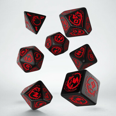Kocky Dragons Black/ Red dice set (7ks)