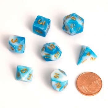 Kocky set Fairy dice BLUE/WHITE (7ks)