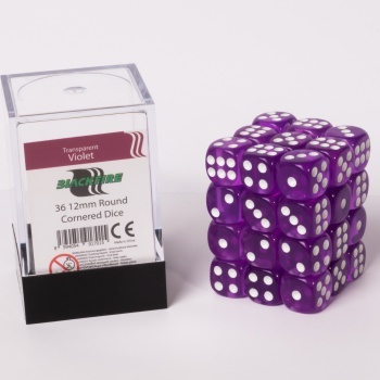 Kocky Set 36ks 6k - violet transparent round cornered dice