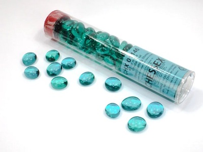 Chessex Gaming Glass Stones in Tube - Crystal Teal 