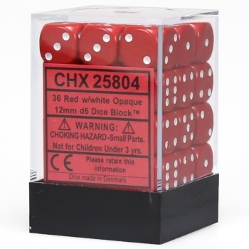 Kocky Chessex set 6k x 36ks (Opaque Red, 12mm)