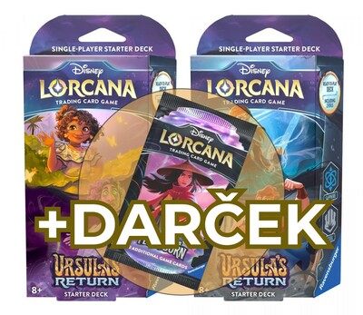 Disney Lorcana: 2x Starter Deck (Ursula's Return) + darček Booster Pack (Rise of the Floodborn)