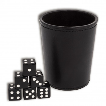 Čierny pohár na kocky + 6ks 6k kociek