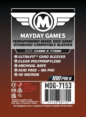 Obaly Mayday "Terraforming Mars: Dice Game" Compatible Sleeves 55x77 mm (100 sleeves)