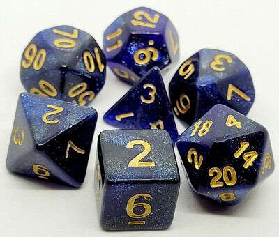 Kocky RPG set dice Confetti Blue Galaxy (7ks)